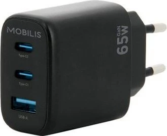 Mobilis Wall Charger GaN 65W 2x USB-C + USB-A schwarz