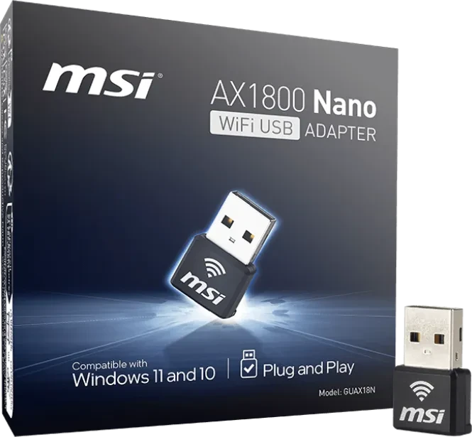 MSI AX1800, 2.4GHz/5GHz WLAN, USB-A 3.0 [Stecker]