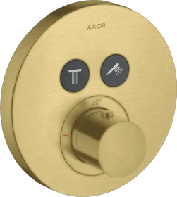 Hansgrohe Axor ShowerSelect rund Thermostat mit 2 Ventilen brushed brass