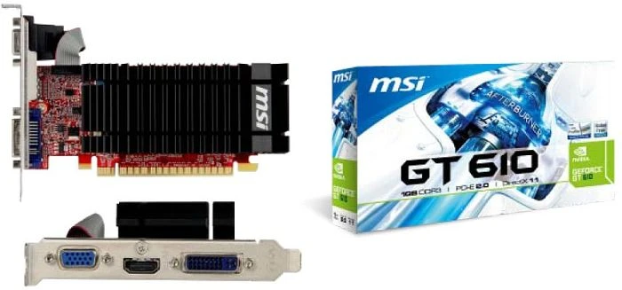 MSI GeForce GT 610 (667MHz), N610-1GD3H/LP, 1GB DDR3, VGA, DVI, HDMI