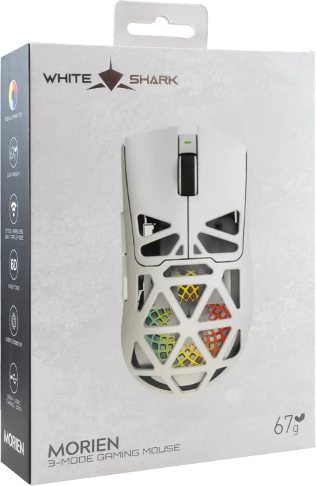 White Shark Morien Wireless Gaming Mouse, weiß, USB/Bluetooth