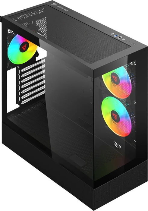 Savio Sigma X1, schwarz, Glasfenster