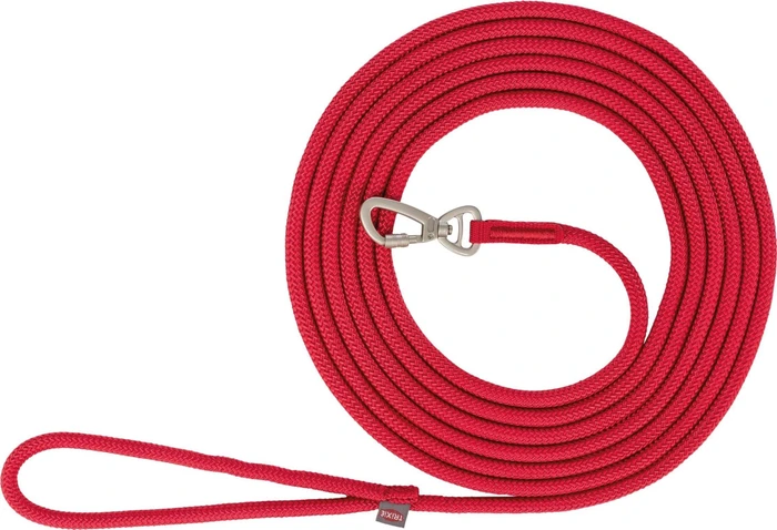 Trixie Schleppleine Summit für Hunde mit Bergsteiger-Karabiner und robustem Kern, S-M, 10m, rot