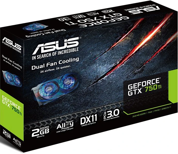 ASUS Dual GeForce GTX 750 Ti Fan, GTX750TI-2GD5, 2GB GDDR5, VGA, 2x DVI, HDMI