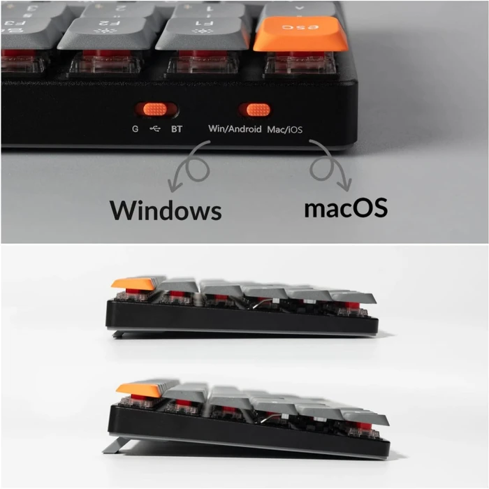 Keychron K17 Max, grau, LEDs RGB, Gateron LOW PROFILE 2.0 BROWN, USB/Bluetooth, DE