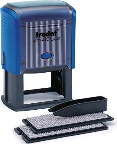 trodat printy 4927 Typomatic Textstempel zum Selbersetzen, 60x40mm, schwarz/blau