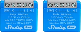 Shelly 1 Mini Gen4, 1-Kanal, 8A, Unterputz, Schaltaktor, 2er-Pack