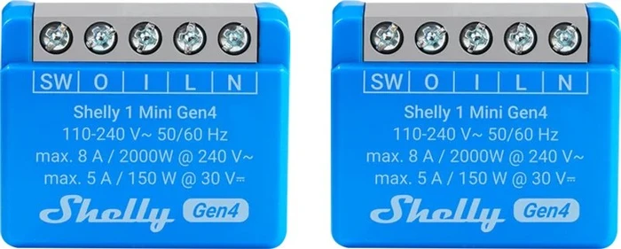 Shelly 1 Mini Gen4, 1-Kanal, 8A, Unterputz, Schaltaktor, 2er-Pack