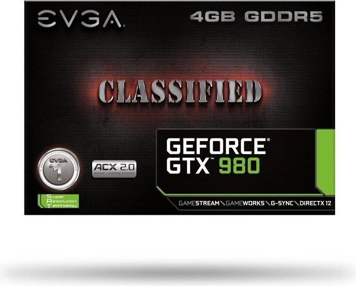 EVGA GeForce GTX 980 Classified ACX 2.0 V2, 4GB GDDR5, 2x DVI, HDMI, DP