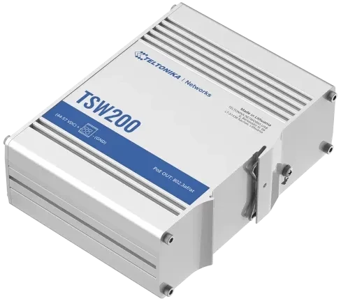 Teltonika TSW Industrial Railmount Gigabit Switch, 8x RJ-45, 2x SFP, 240W PoE+