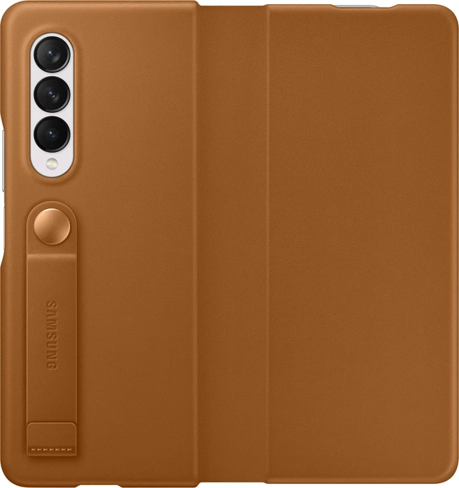 Samsung Leather Flip Cover für Galaxy Z Fold 3 5G Camel