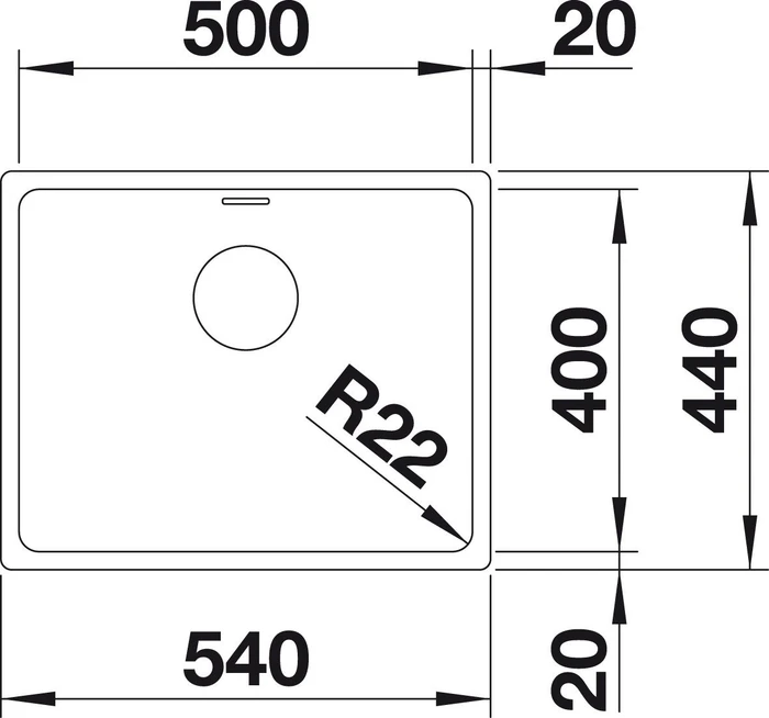Blanco Andano 500-U InFino Unterbau Becken mittig edelstahl