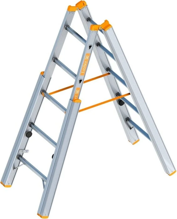 Layher Topic 1061 Alu 2-tlg. Stufen-Stehleiter, 2x 5 Stufen