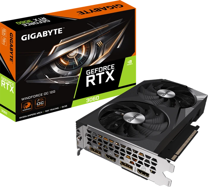 GIGABYTE GeForce RTX 3060 Windforce OC 12G (LHR) (Rev. 1.0), 12GB GDDR6, 2x HDMI, 2x DP
