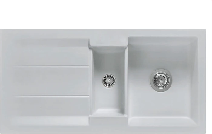 systemceram Genea 100 Einbau Becken reversibel mit Ablauffernbedienung alu