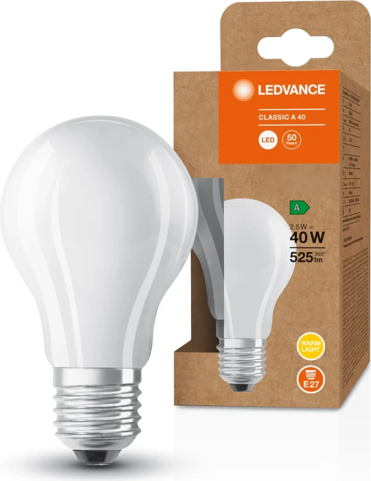 Osram Ledvance LED Energy Efficiency A S Classic A 40 2.5W/830 E27 Frosted