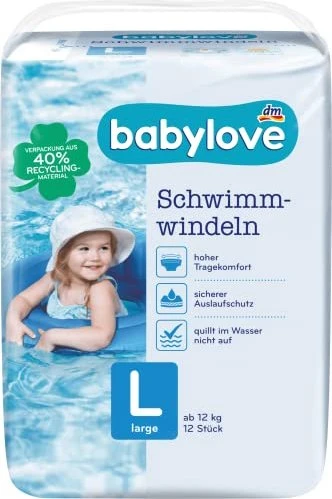 Babylove Gr.L Einweg-Schwimmwindel, 12+kg, 12 Stück