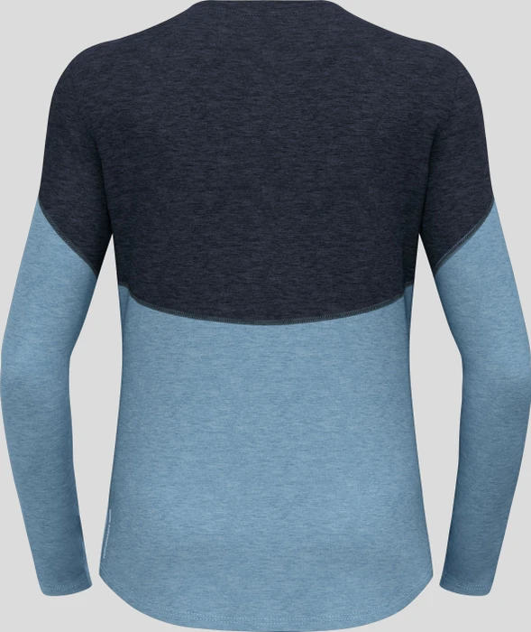 Odlo Revelstoke Performance Wool Warm Baselayer Funktionsshirt langarm black/provincial blue melange (Herren)