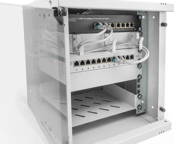 Digitus Professional SoHo Pro Line 10" Wandgehäuse 6HE, unmontiert, Sicherheitsglastür, IP20, RAL 7035, 300mm tief