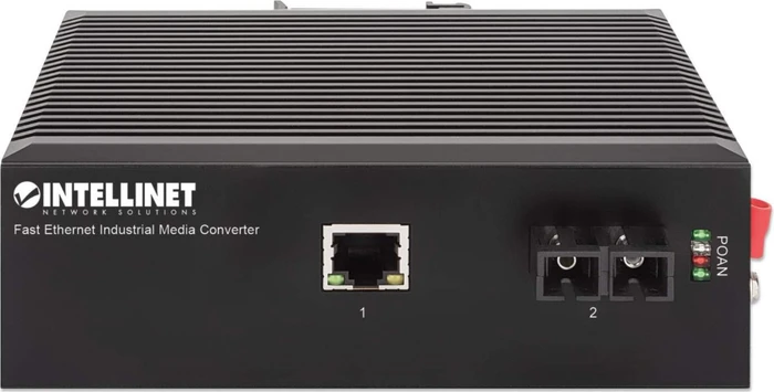 Intellinet Industrial Railmount Media Converter, RJ-45, SC-Duplex SM 20km