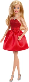 Mattel Barbie - Fashionistas Barbie zum 80. Jubiläum von Mattel in einem roten Kleid mit silbernen Schuhen