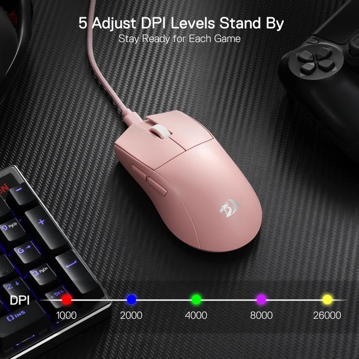Redragon M996 K1NG 8K Ultra-Lightweight Wired Gaming Mouse pink, USB