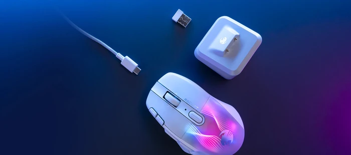 Roccat Kone XP Air mit Ladestation, Arctic White, USB/Bluetooth