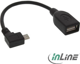 InLine Micro-USB OTG Adapterkabel, Micro-B Stecker gewinkelt auf Buchse A, 0.15m (31606W)