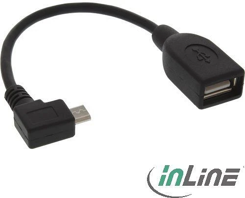InLine Micro-USB OTG Adapterkabel, Micro-B Stecker gewinkelt auf Buchse A, 0.15m