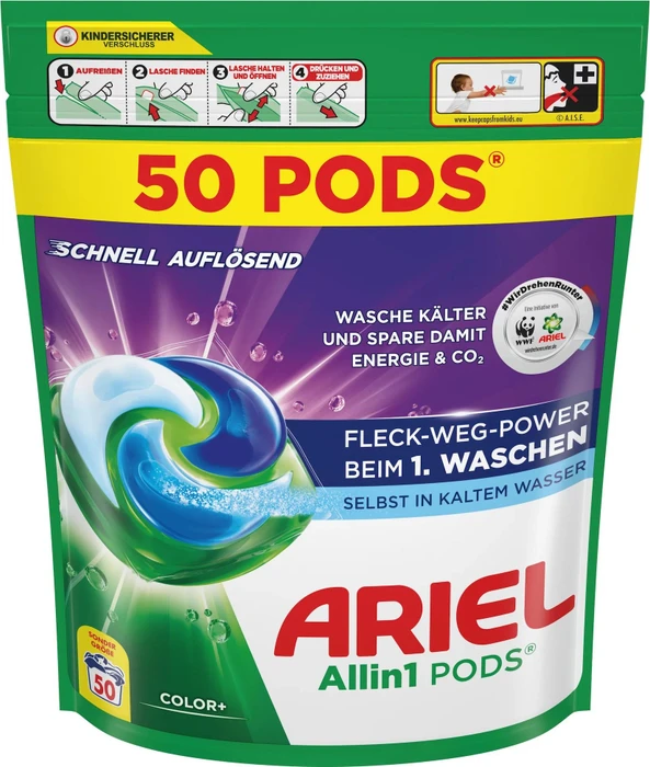 Ariel Color+ Allin1 Pods Waschmittel, 50 Stück