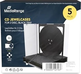 MediaRange CD-Leerhülle für 2 Discs Jewelcase, schwarz, 5 Stück