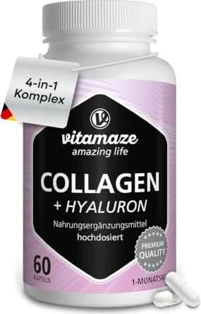 Vitamaze Collagen 300mg + Hyaluron 100mg hochdosiert Kapseln, 60 Stück
