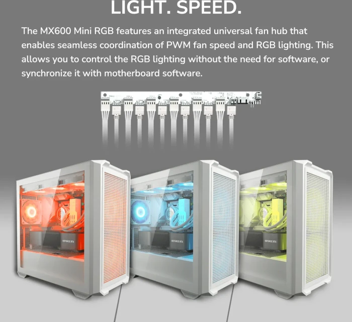 Cougar MX600 Mini RGB White, Glasfenster