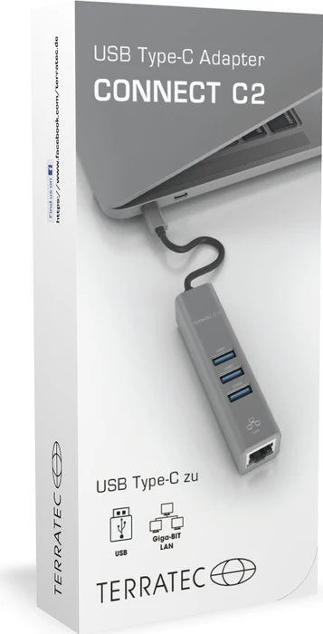 TerraTec Connect C2 Multiport-Adapter, USB-C 3.0 [Stecker]