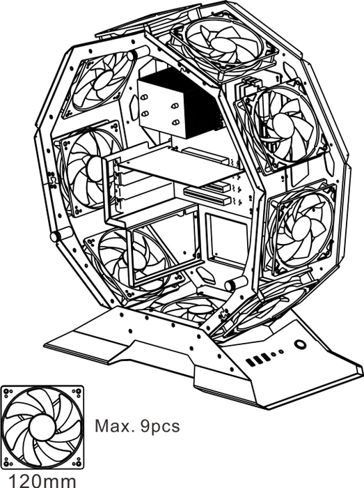Mars Gaming MCORB Circular Tower Red, Glasfenster