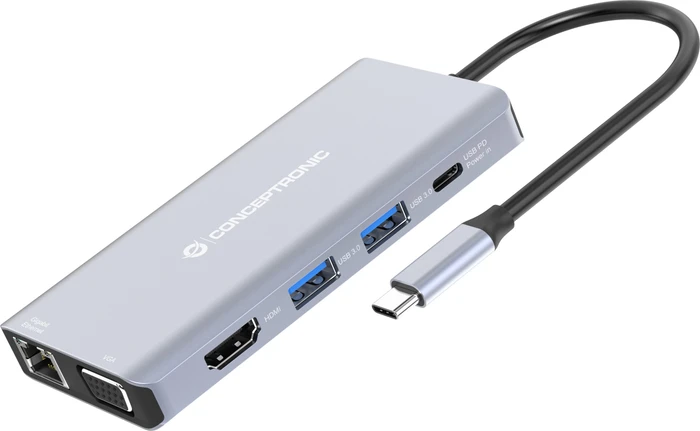 Conceptronic 10-in-1 Dockingstation, USB-C 3.0 [Stecker]