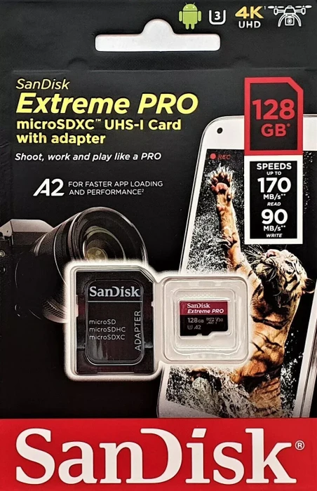 SanDisk Extreme PRO R170/W90 128GB Kit, UHS-I U3, A2, Class 10