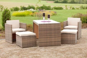 Merxx Merano Gartenmöbel-Set naturgrau, 11-tlg.