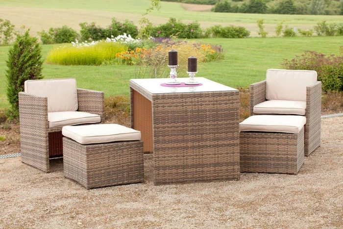 Merxx Merano Gartenmöbel-Set naturgrau, 11-tlg.