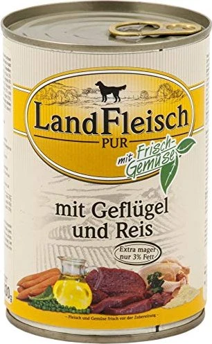 LandFleisch Pur Geflügel und Reis, 4.80kg (12x 400g)