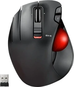 Elecom EX-G M-XT4DRBK-G Wireless Trackball schwarz/rote Kugel, Linkshänder