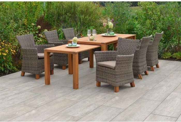 Merxx Toskana Gartenmöbel-Set braun/natur, 8-tlg.