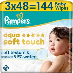 Pampers Harmonie Aqua Feuchttücher,   144 Stück (3x 48 Stück)