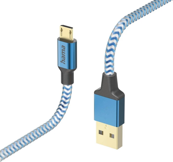 Hama Ladekabel Reflective USB-A/Micro-USB 1.5m Nylon blau
