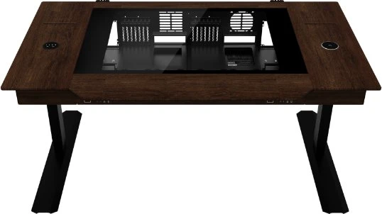 Lian Li DK07 Wood, schwarz/braun, Glasfenster