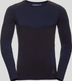 Odlo Slokar Performance Wool Baselayer Funktionsshirt langarm black/jake blue (Herren)