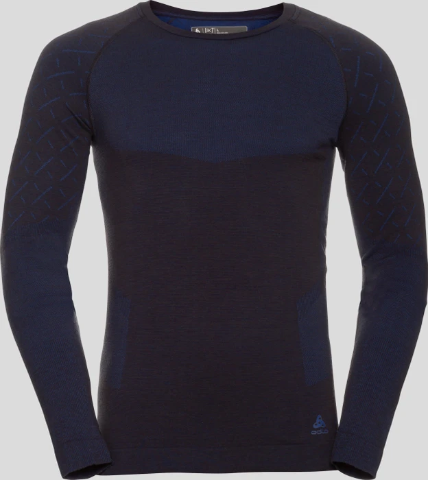 Odlo Slokar Performance Wool Baselayer Funktionsshirt langarm black/jake blue (Herren)