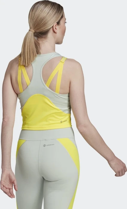 adidas Aeroready Train HIIT Crop Funktionsshirt ärmellos linen green/beam yellow (Damen)