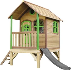 Axi Spielhaus Tom braun/grün mit Rutsche grau