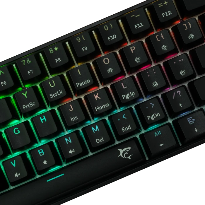 White Shark SHINOBI 2, schwarz, LEDs RGB, hot-swap, RED Switches, USB, US